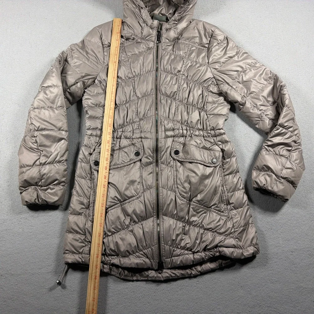 Athleta Puffer Jacket Women Small Hooded Quilted Parka Taupe Brown Core Gorpcore - Picture 3 of 10